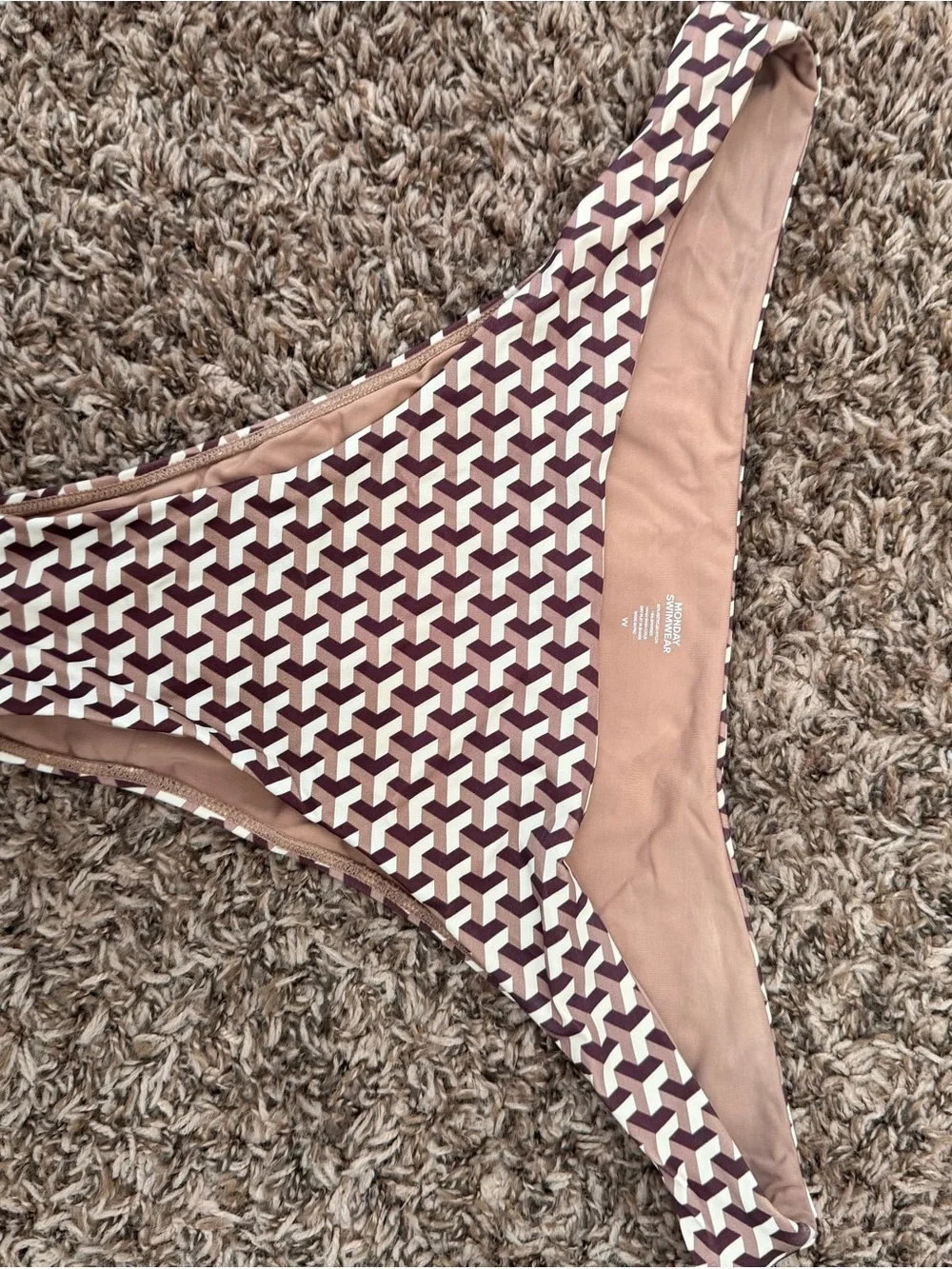 Monday Swimwear Mauve Geometric Bikini Bottom